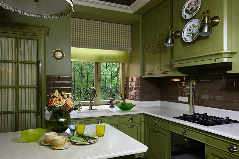 Πράσινη κουζίνα - φωτογραφία εσωτερικού σχεδιασμού
