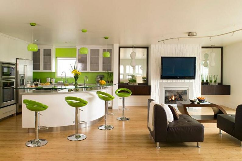 Green kusina - larawan sa interior design