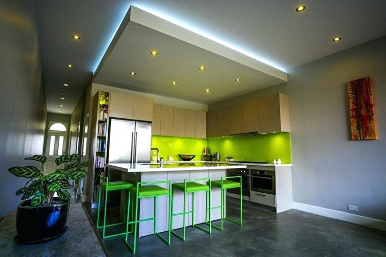 Zelena kuhinja - fotografija dizajna interijera