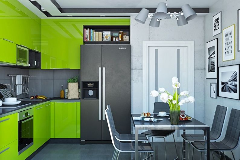 Green kusina - larawan sa interior design