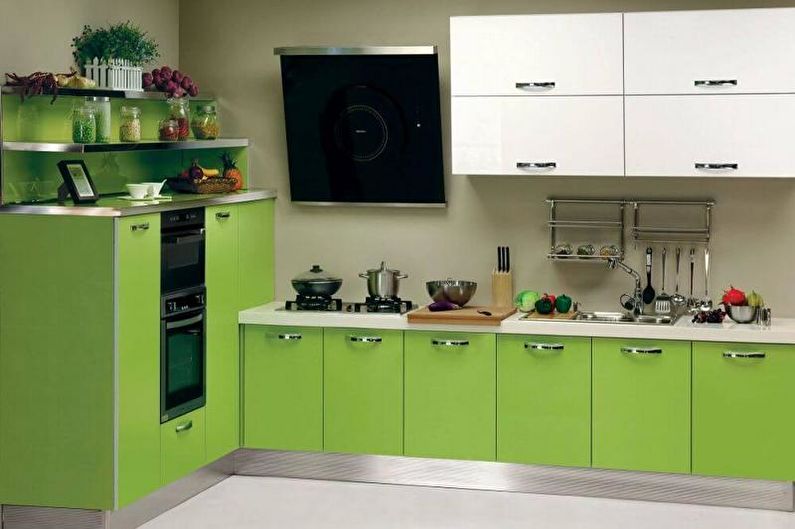 Πράσινη κουζίνα - φωτογραφία εσωτερικού σχεδιασμού