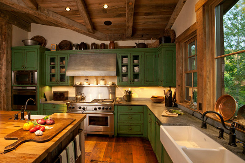 Zelená kuchyně - interiérový design foto