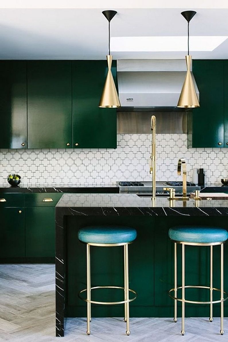 Dapur hijau - gambar reka bentuk dalaman
