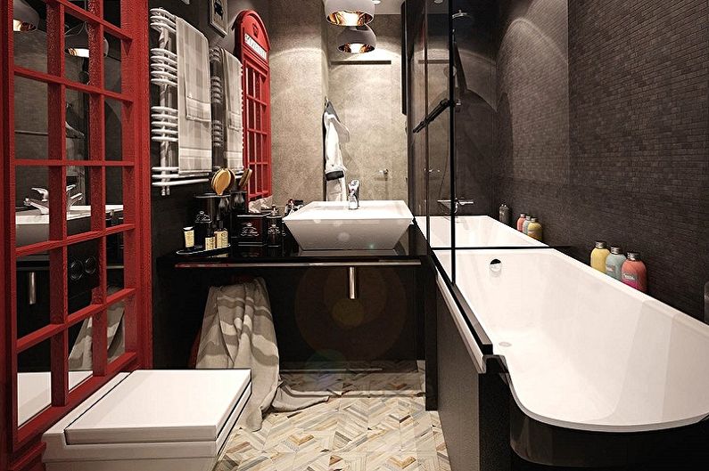 Fekete fürdőszoba modern stílusban - belsőépítészet