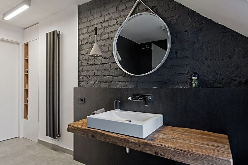 Baño de estilo loft negro - Diseño de interiores