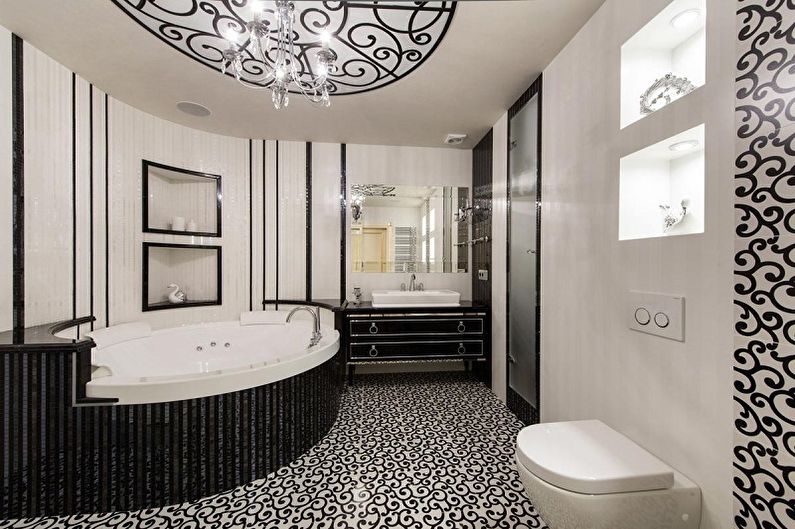 Melna vannas istaba klasiskā stilā - interjera dizains