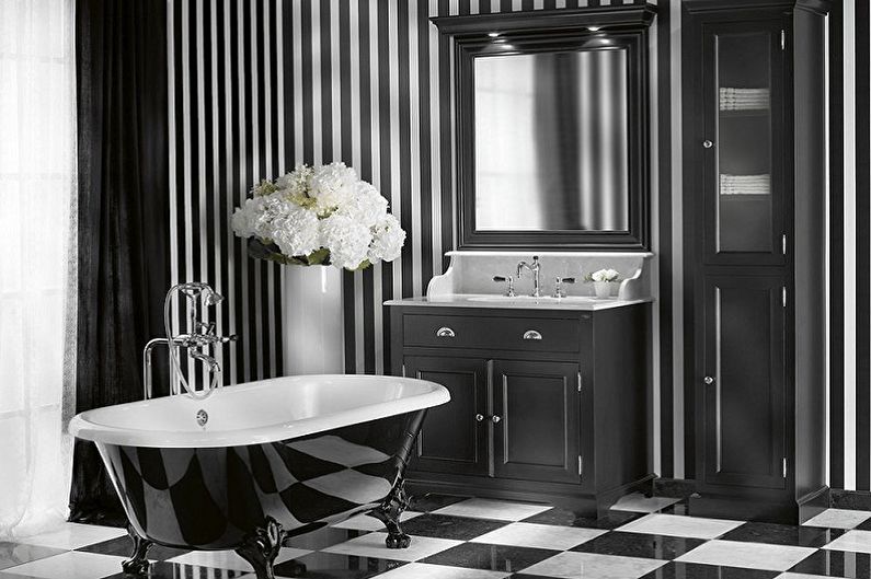 Melna vannas istaba klasiskā stilā - interjera dizains