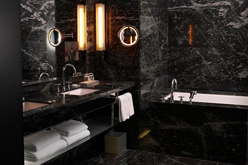 Thiết kế phòng tắm màu đen - Trang trí tường