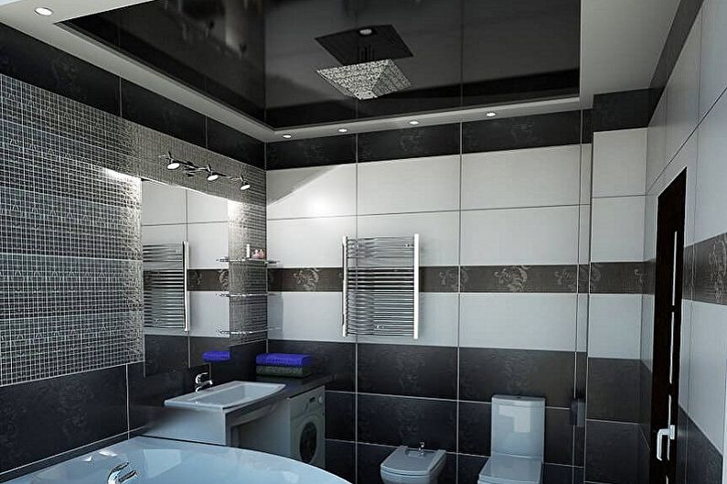 Design de banheiro preto - acabamento de teto