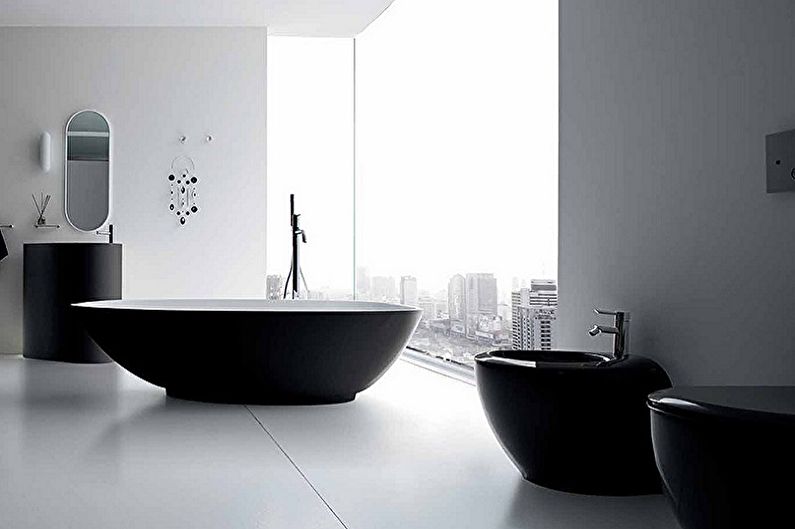 Melnas vannas istabas dizains - mēbeles