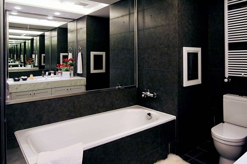 Lite svart bad - interiørdesign