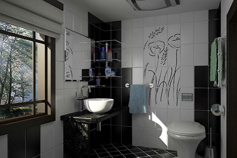 Malá černá koupelna - interiérový design