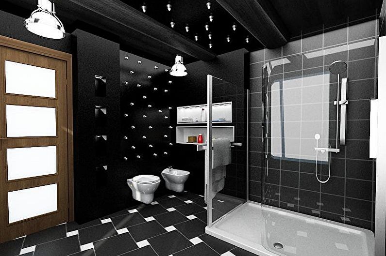Schwarzes Badezimmer - Innenarchitekturfoto