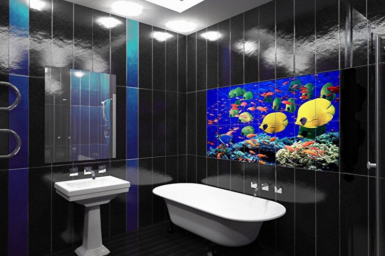 Juodas vonios kambarys - interjero dizaino nuotrauka
