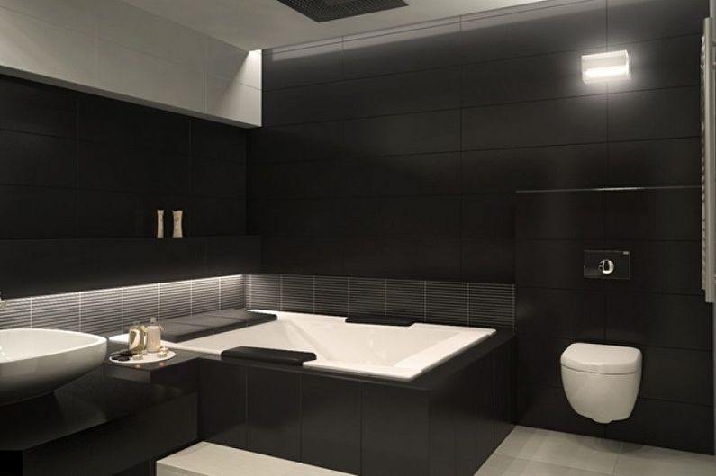 Juodas vonios kambarys - interjero dizaino nuotrauka