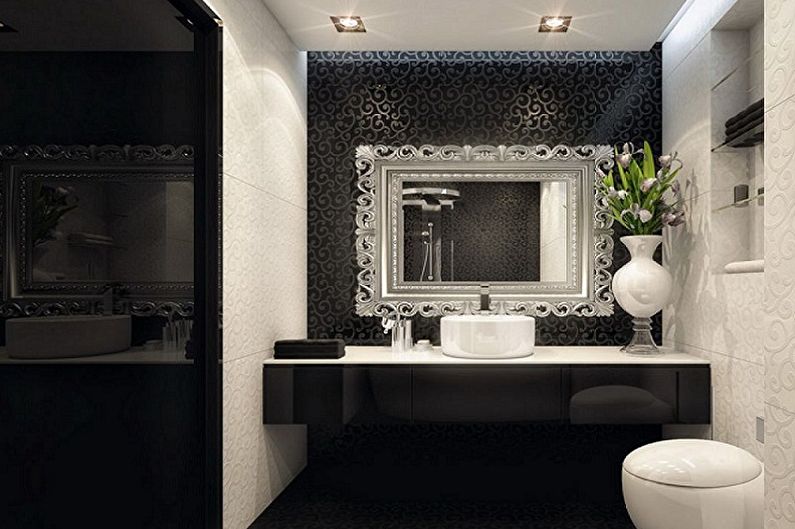 Schwarzes Badezimmer - Innenarchitekturfoto