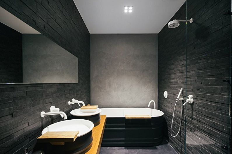 Baño negro - foto de diseño de interiores