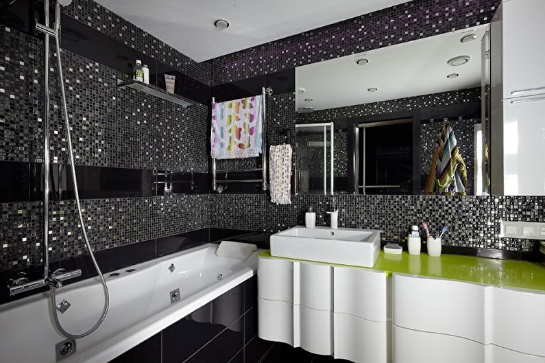 Čierna kúpeľňa - fotografia interiérového dizajnu