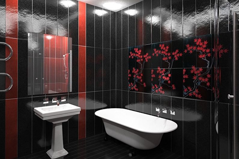 Fekete fürdőszoba - belsőépítészeti fénykép