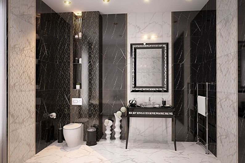 Bilik mandi hitam - gambar reka bentuk dalaman