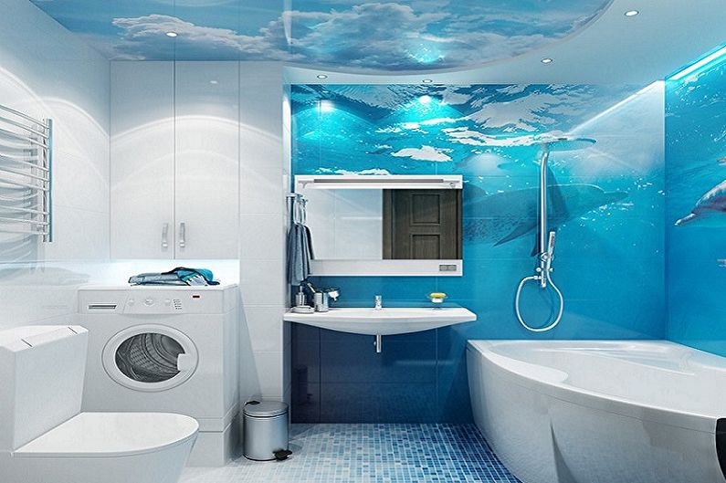 الحمام الأزرق الداكن - التصميم الداخلي