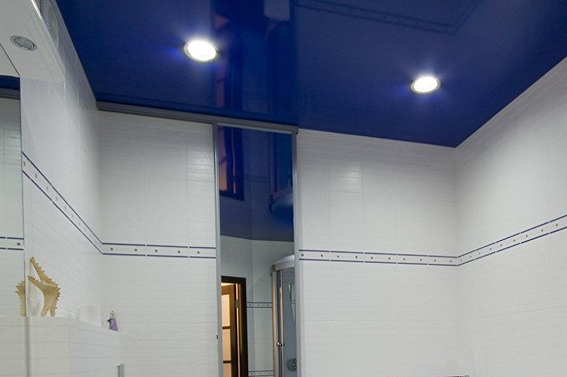 Zilais vannas istabas dizains - griestu apdare