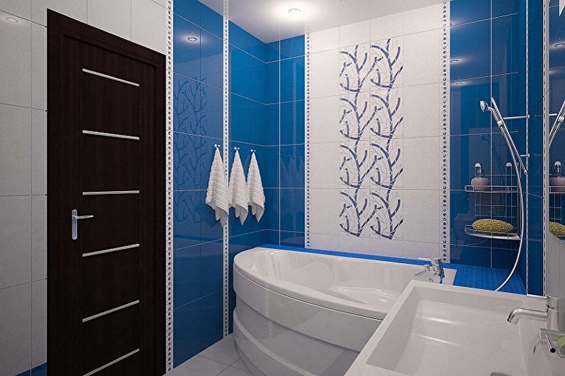 Petite salle de bain bleue - Design d'intérieur