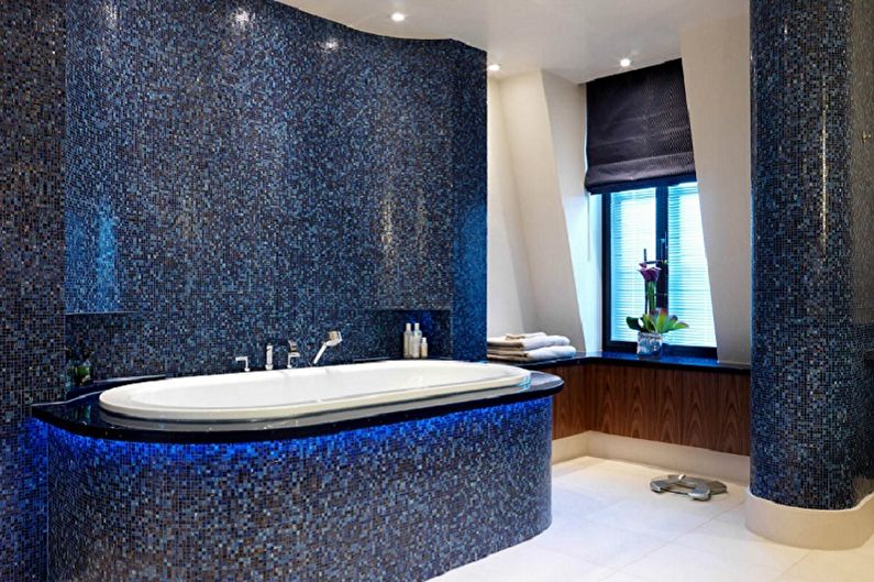 Kék fürdőszoba - belsőépítészeti fénykép