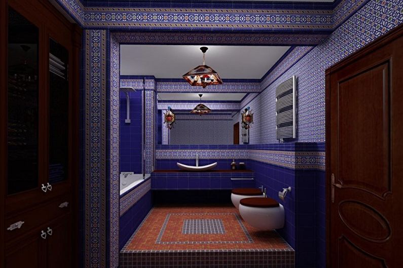 Blåt badeværelse - foto af interiørdesign