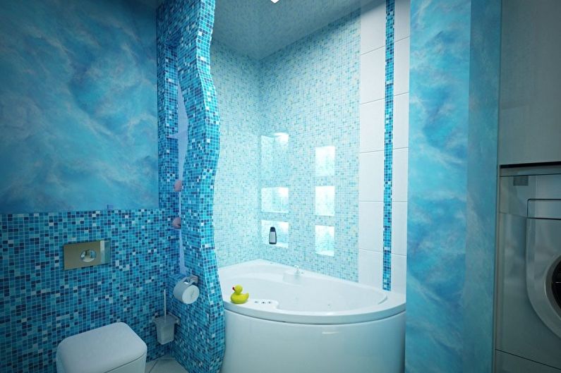 ห้องน้ำสีน้ำเงิน - ภาพถ่ายการออกแบบตกแต่งภายใน