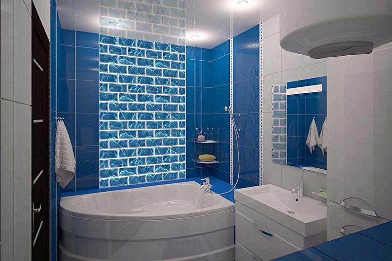 Sininen kylpyhuone - sisustuskuva