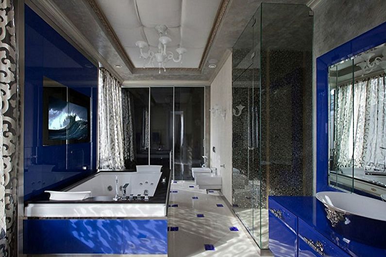 Blue banyo - larawan sa interior design