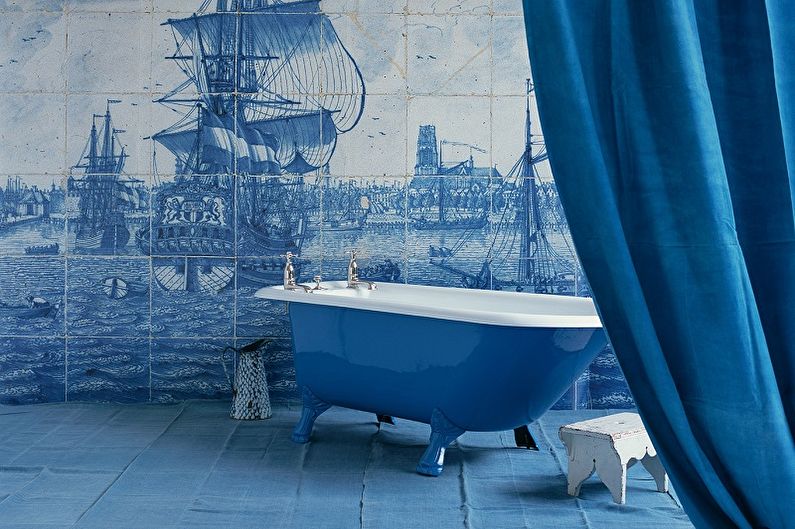 Bilik mandi biru - gambar reka bentuk dalaman