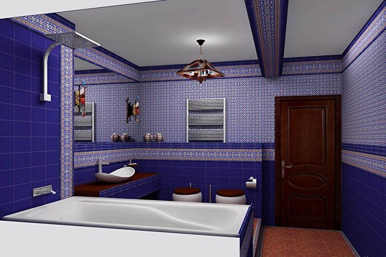 Modrá kúpeľňa - interiérový dizajn foto