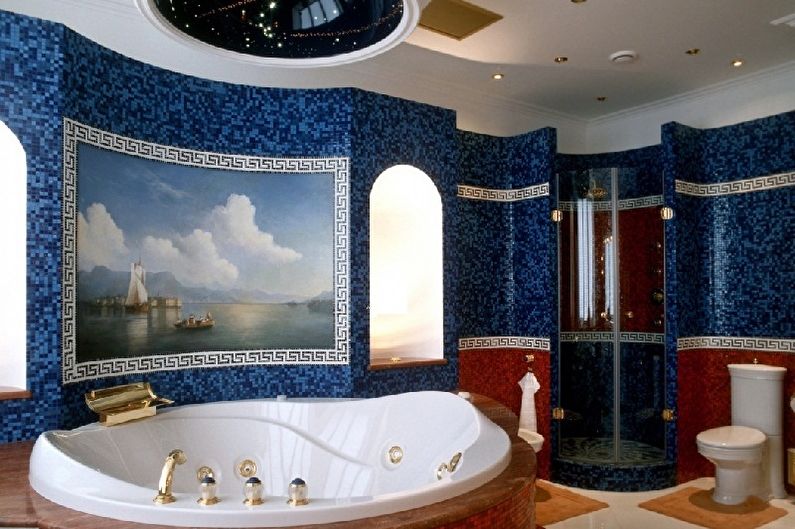 Salle de bain bleue - photo de design d'intérieur