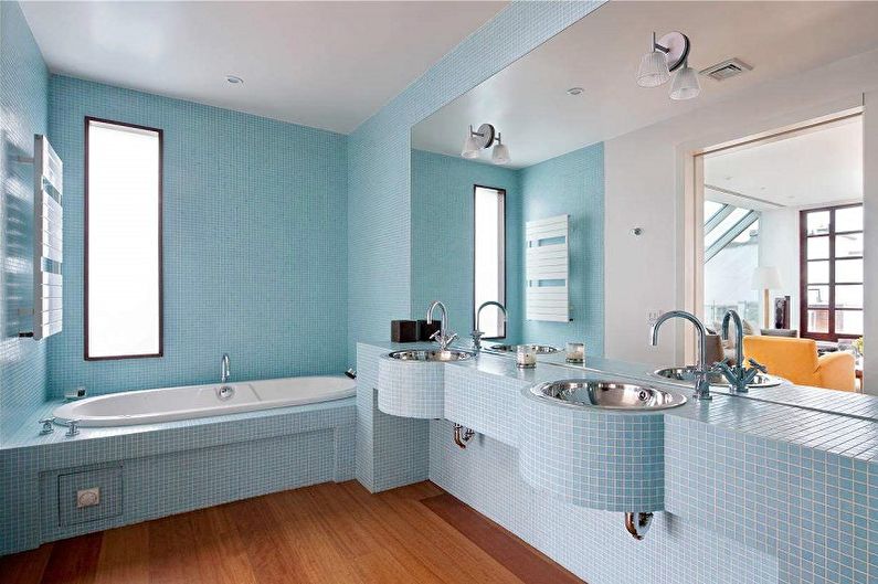 Blått badrum - inredningsfoto