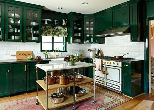 Žalioji virtuvė: dizaino idėjos (75 nuotraukos)