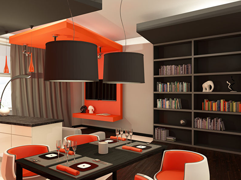 Prosjektet med kjøkken-stuen “Oransje stemning” - bilde 1