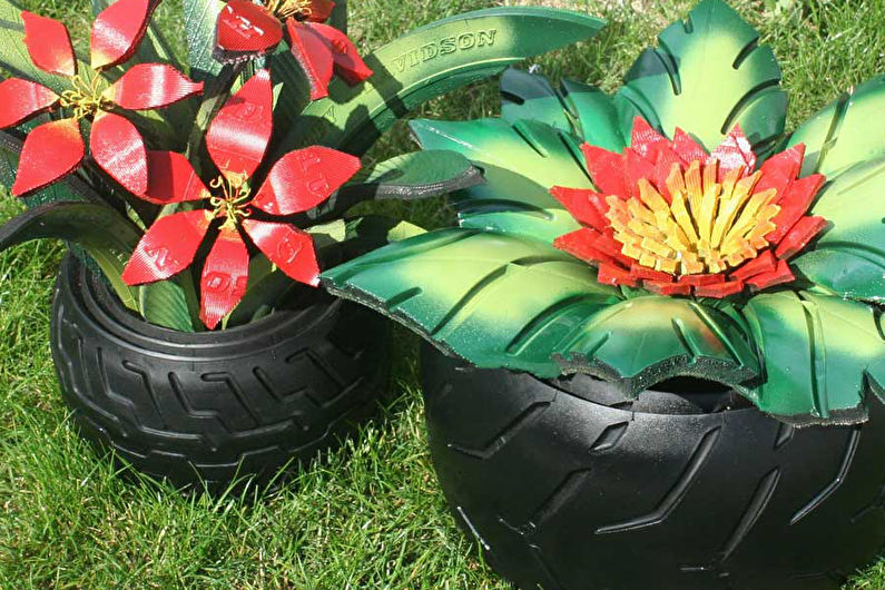 Decoraciones de jardín de bricolaje de neumáticos