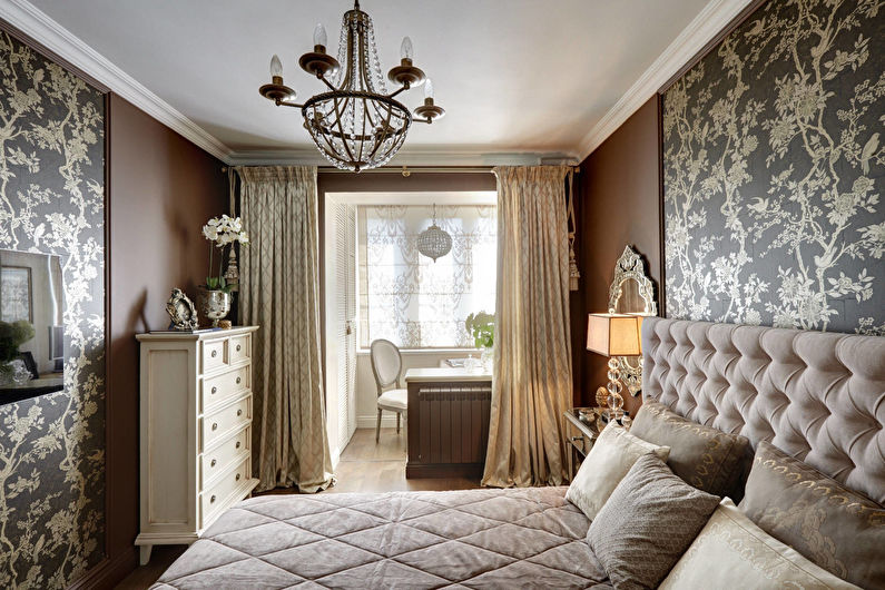 غرفة نوم بنية اللون بأسلوب كلاسيكي - تصميم داخلي
