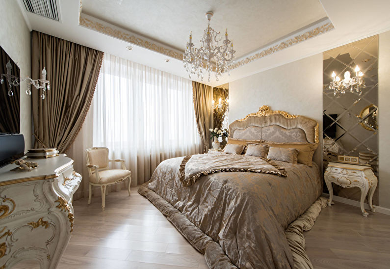 Dormitor clasic în culoare aurie - Design interior