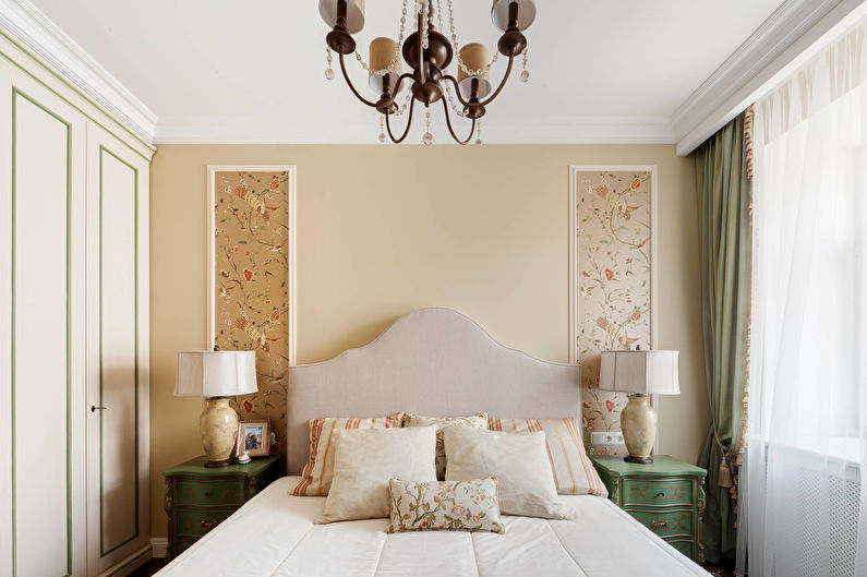 Designa ett litet sovrum i klassisk stil - Ett minimum av mönster