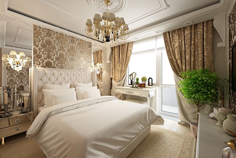 Interjera dizaina guļamistaba klasiskā stilā - foto