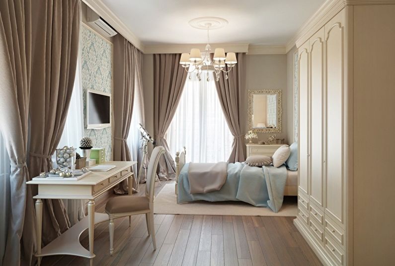 Interiérový design ložnice v klasickém stylu - foto