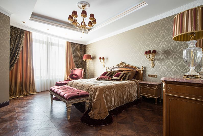 Dormitor de design interior într-un stil clasic - fotografie