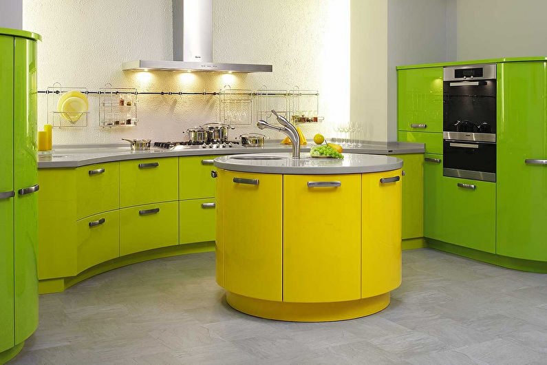 Grøn med gul - Kombinationen af ​​farver i interiøret