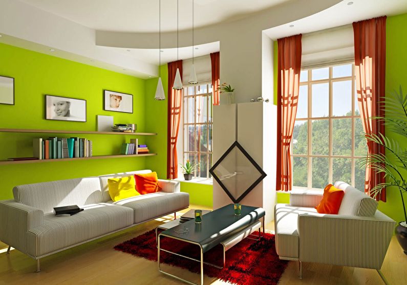 Grüne Farbe im Innenraum des Wohnzimmers - Foto