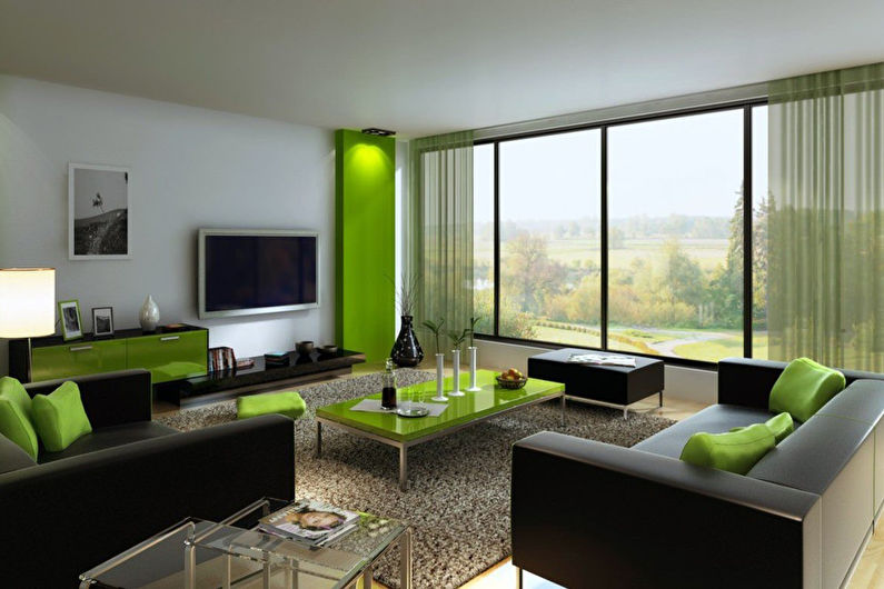 Colore verde all'interno del soggiorno - foto