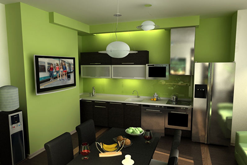 Πράσινο χρώμα στο εσωτερικό της κουζίνας - φωτογραφία