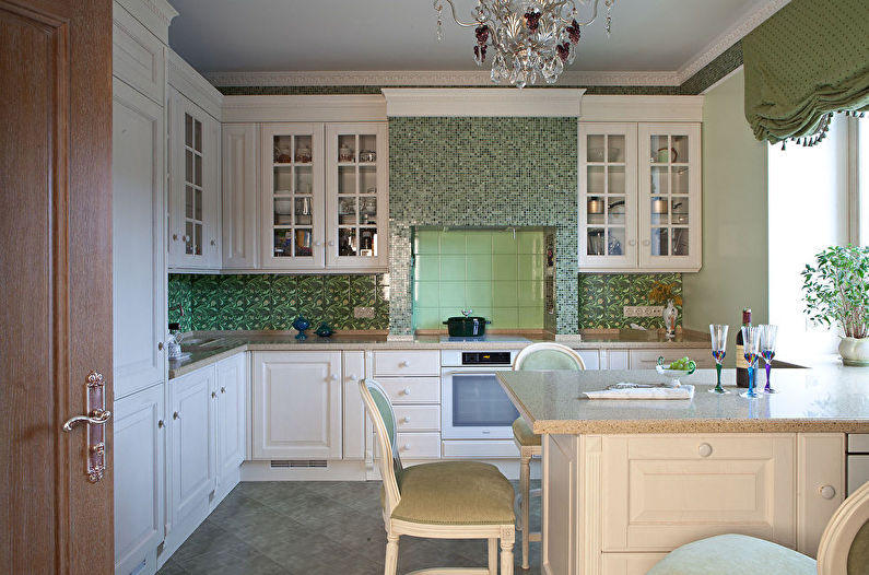 Zelená barva v interiéru kuchyně - foto